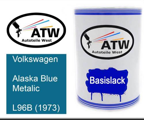 Volkswagen, Alaska Blue Metalic, L96B (1973): 500ml Lackdose, von ATW Autoteile West.